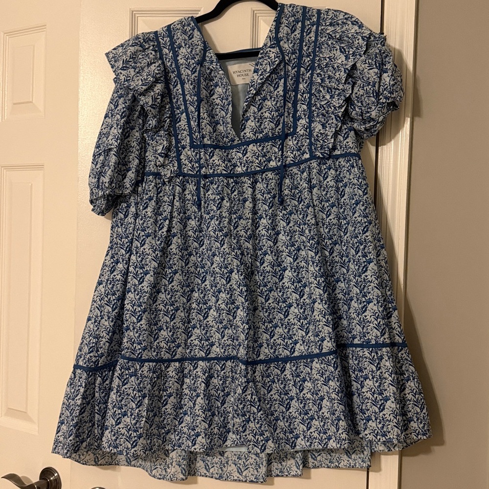 Blue and White Floral Dress